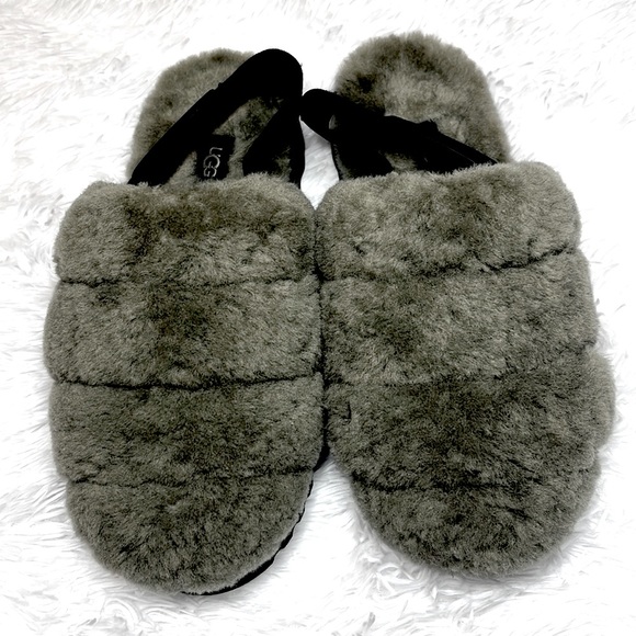 Nwot Ugg Charcoal Grey Super Fluff Platform Slipper! Size 8 mint new condition! - Picture 3 of 8